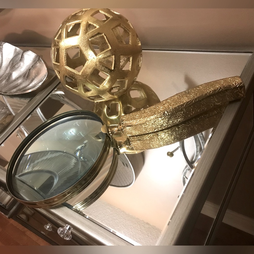 Home Sense, 2 Piece Bundle Set, Gold Accent, Home Decor. Ball & Lrg. Magnify